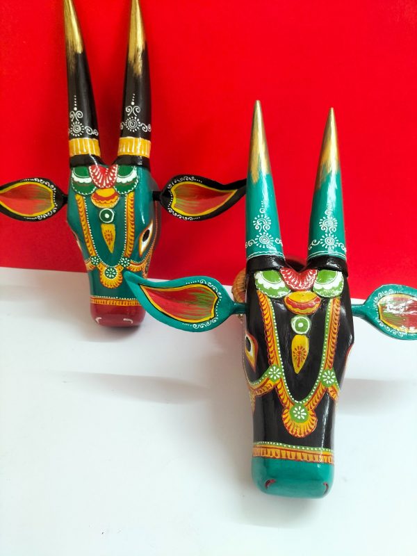 Wooden cow heads/Nandi/kamdhenu hanging wall art